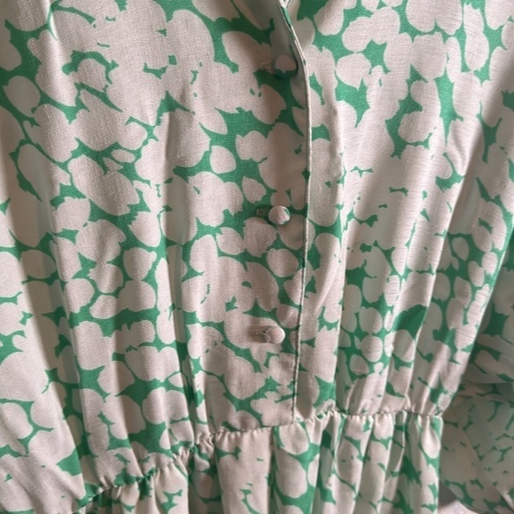 Vintage Willi of California Abstract Floral Midi Dress Bubble Sleeve Size 14 - Picture 4 of 8